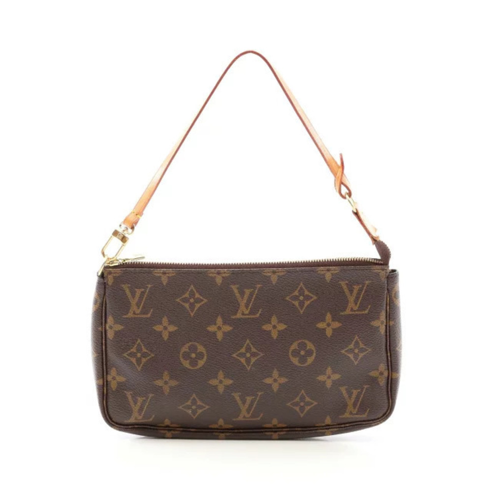 Louis Vuitton Pochette Accessoires Handbag Canvas Leather Monogram Brown